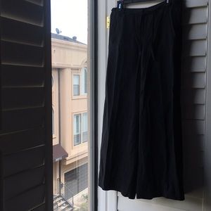 Black soft silk linen wide leg Kensie pants